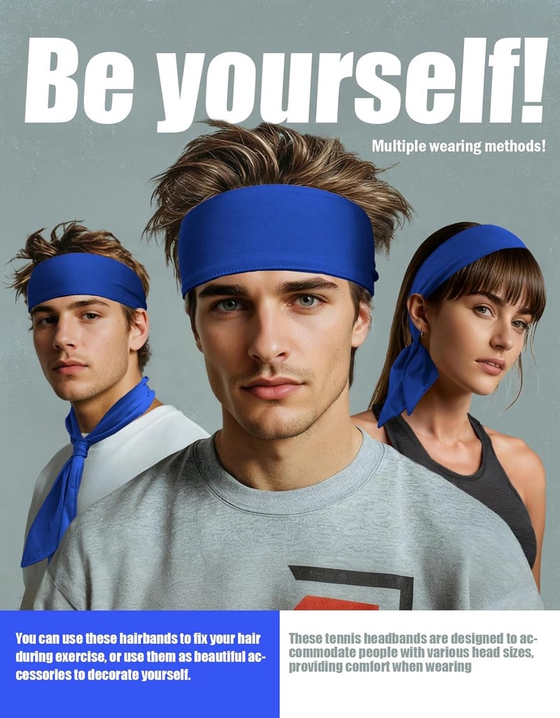 Supeniu Tie Sweatband Headband, Sports Head Ties for Men, Women, Kids, Ninja, Karate, Tennis, Pirate Band Bandana, Athletic Hairband for Basketball, Softball, Running, Workout, Yoga, Volleyball - Image 3